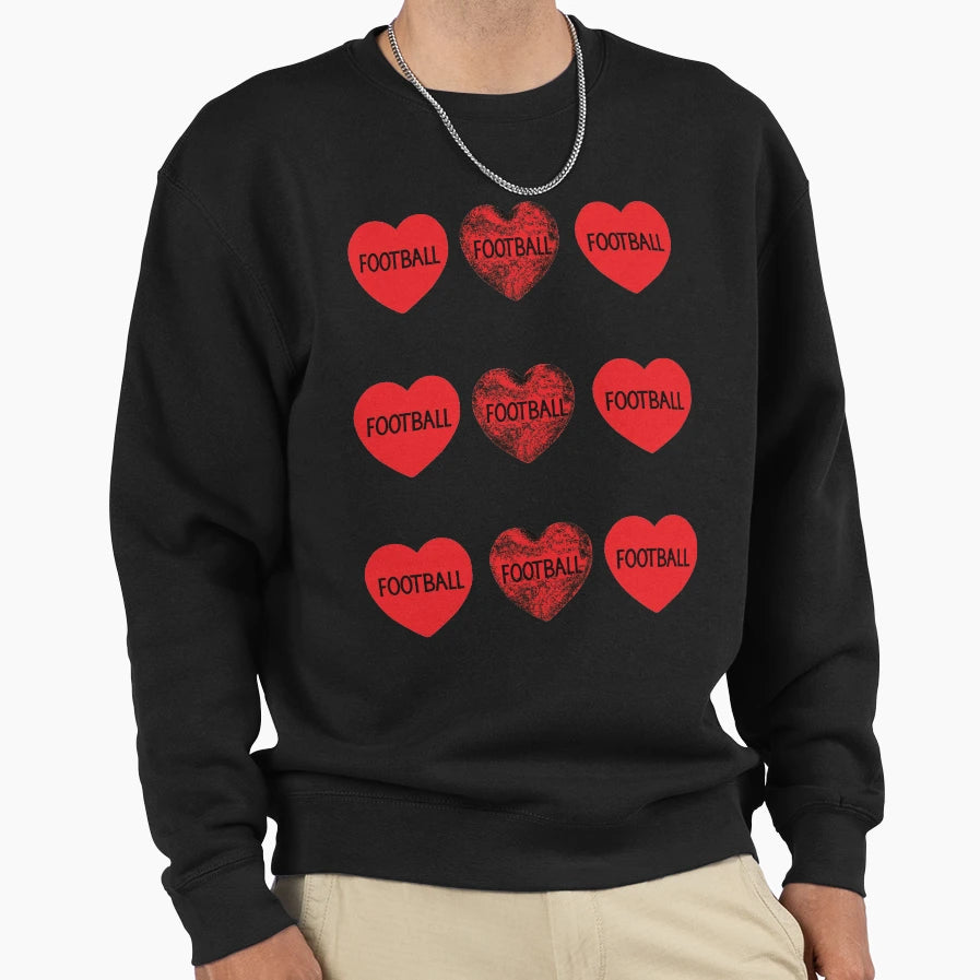 Love Football Hearts Sweatshirt - Streetwear Style Men Women - T-Shirt, Sweatshirt, Hoodie