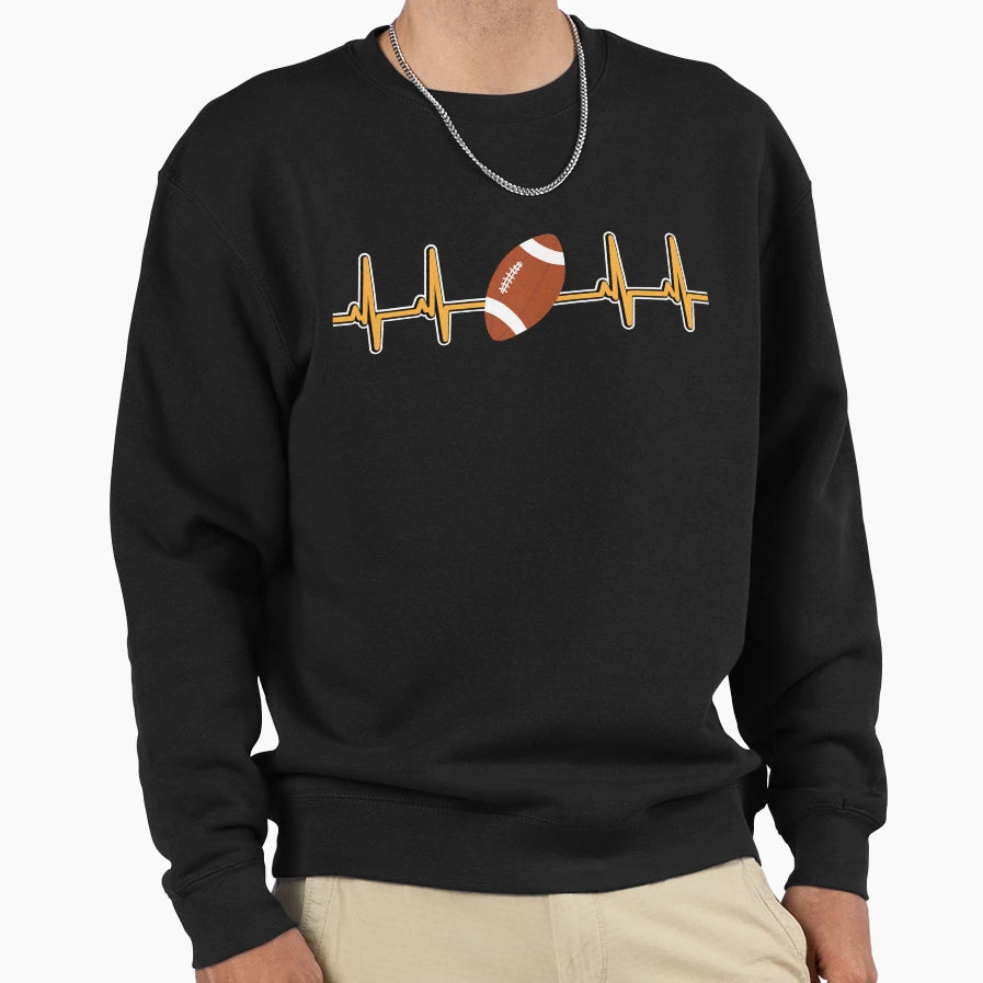 Football Picture Ecg Heartbeat Heart Sweatshirt - Minimalist Print Unisex - T-Shirt, Sweatshirt, Hoodie