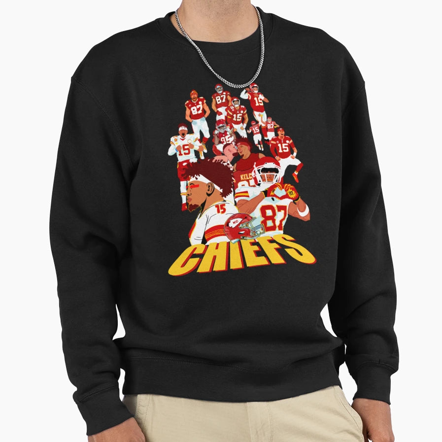 Kansas City Chiefs Sweatshirt - Custom Art Print for Adults - T-Shirt, Sweatshirt, Hoodie