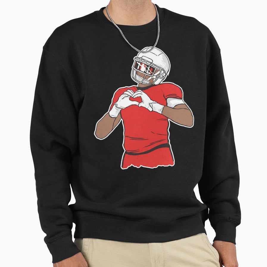 Football Player Heart Sign Sweatshirt - Trendy Graphic Men Women - T-Shirt, Sweatshirt, Hoodie