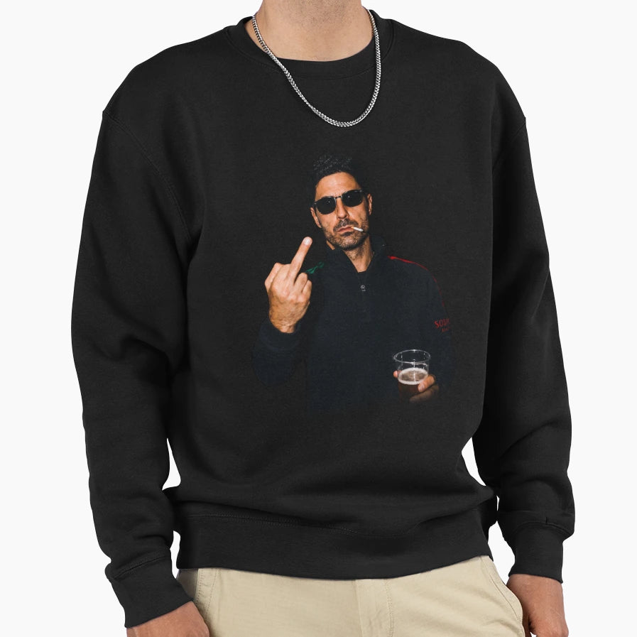 Mikel Middle Finger Drinking Beer Sweatshirt - Trendy Graphic Men Women - T-Shirt, Sweatshirt, Hoodie