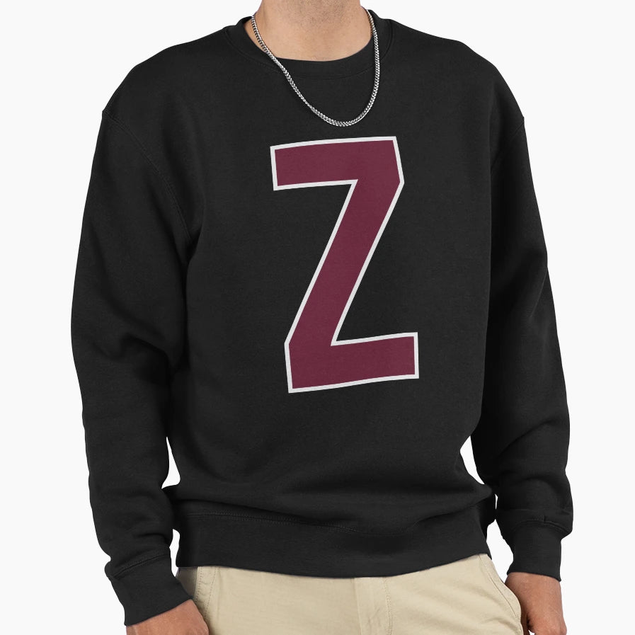 Letter Z Bold Collegiate Font Sweatshirt - Casual Everyday Wear Men Women - T-Shirt, Sweatshirt, Hoodie