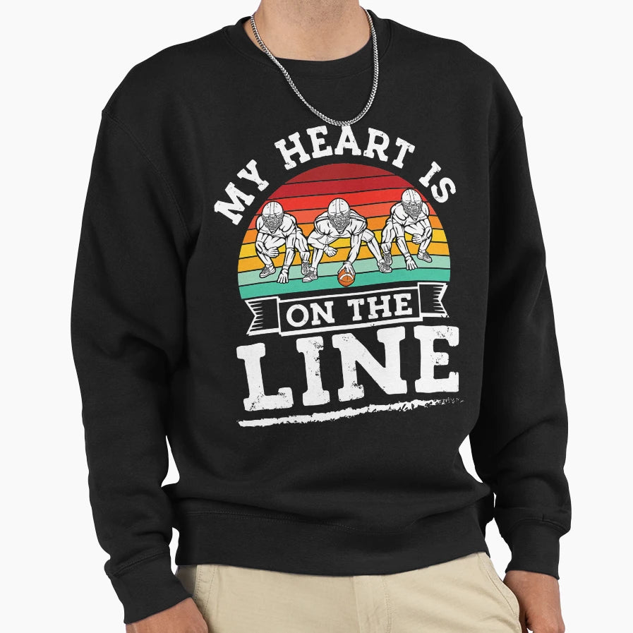 My Heart Is Line Offensive Lineman Sweatshirt - Minimalist Print Unisex - T-Shirt, Sweatshirt, Hoodie