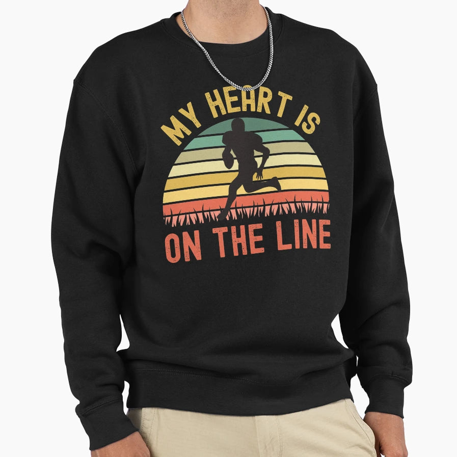 My Heart Is Line Football Offense Sweatshirt - Graphic Print Unisex - T-Shirt, Sweatshirt, Hoodie