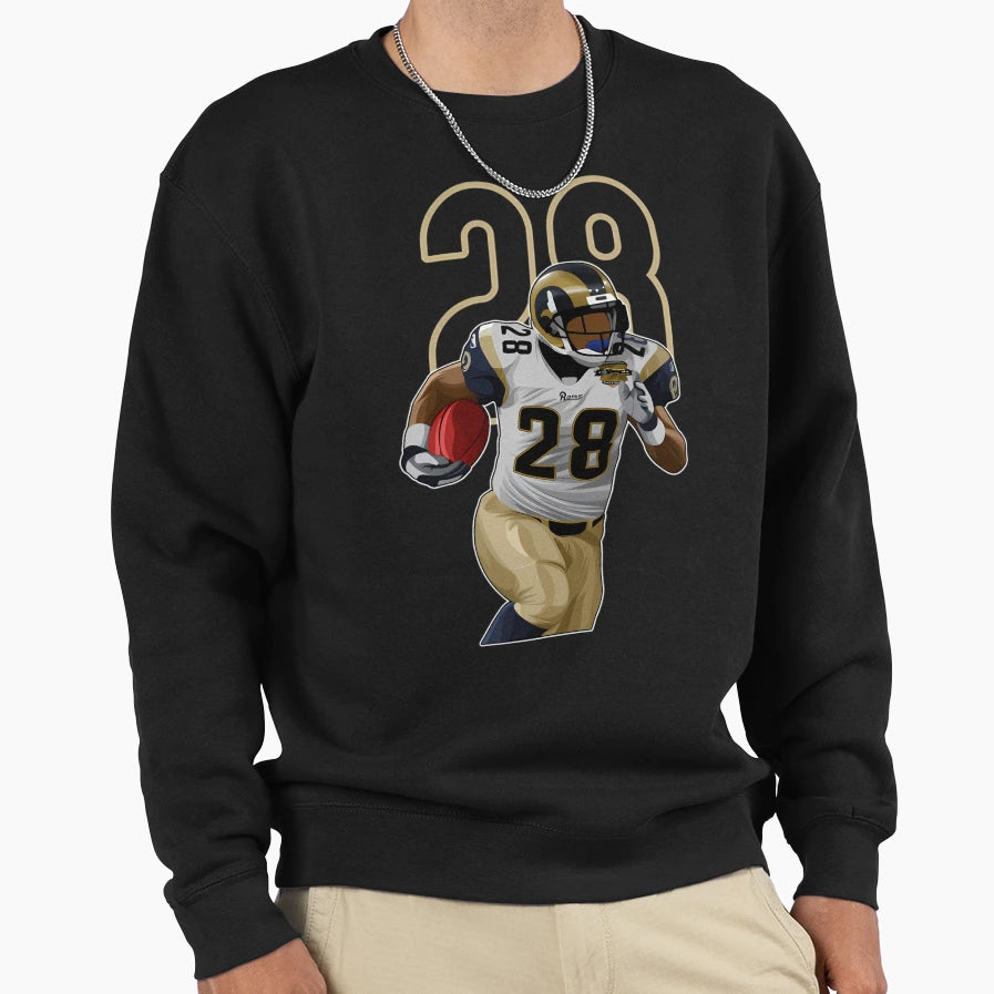 Marshall Faulk St Louis 28 Number Sweatshirt - Trendy Graphic Men Women - T-Shirt, Sweatshirt, Hoodie