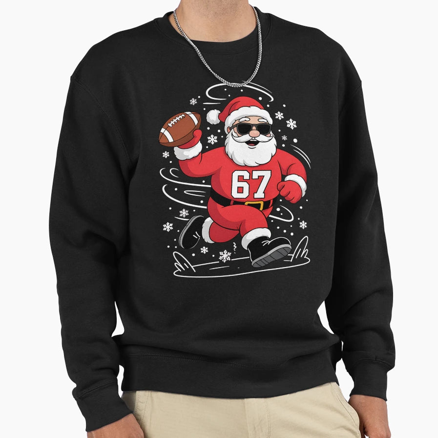 Funny American Football Santa 67 Sweatshirt - Fun Novelty Design Unisex - T-Shirt, Sweatshirt, Hoodie