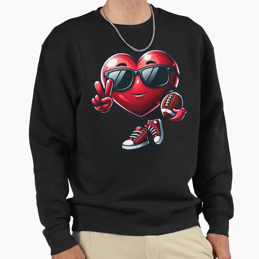 Heart American Football Valentines T-Shirt - Streetwear Style Men Women - T-Shirt, Sweatshirt, Hoodie