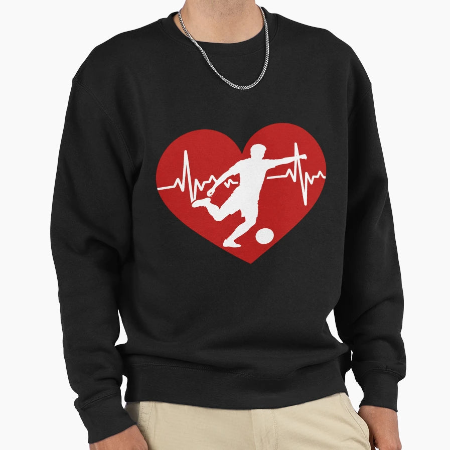 Soccer Player Heartbeat Sweatshirt - Aesthetic Graphic Men Women - T-Shirt, Sweatshirt, Hoodie
