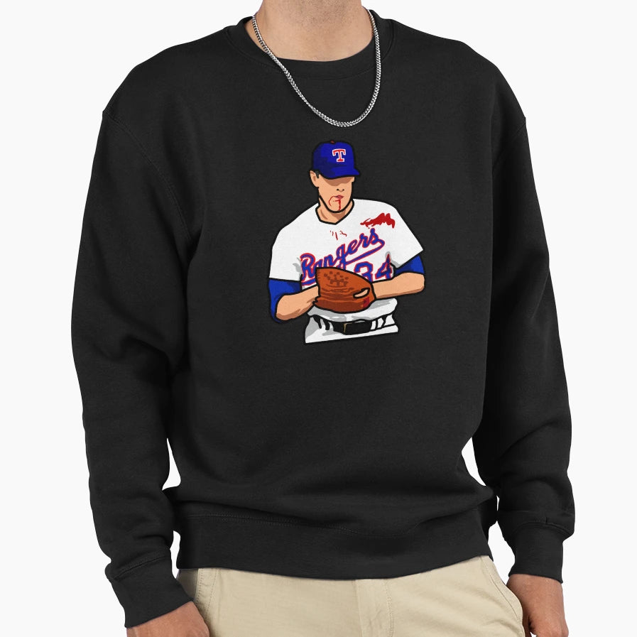 Nolan Ryan Bloody Lip Sweatshirt - Trendy Graphic for Adults - T-Shirt, Sweatshirt, Hoodie