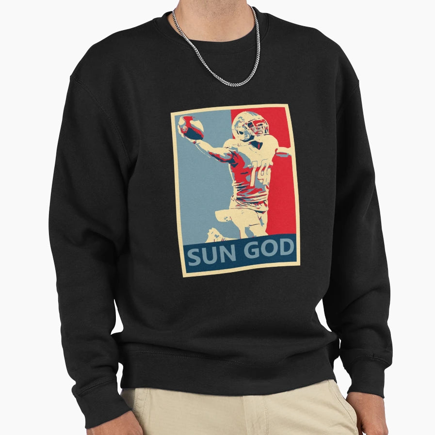 Amon Ra St Brown Lions Sun God Sweatshirt - Minimalist Print Men Women - T-Shirt, Sweatshirt, Hoodie