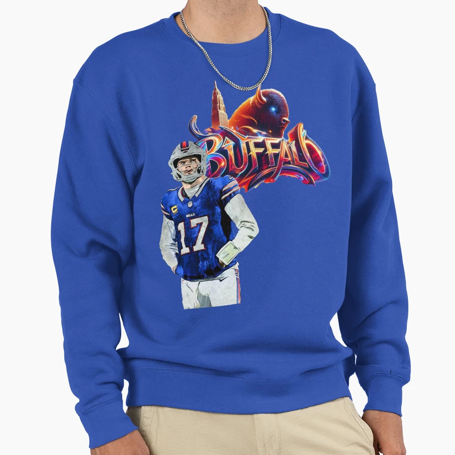 Buffalo Bills 17 City Skyline And Sweatshirt - Minimalist Print Unisex - T-Shirt, Sweatshirt, Hoodie