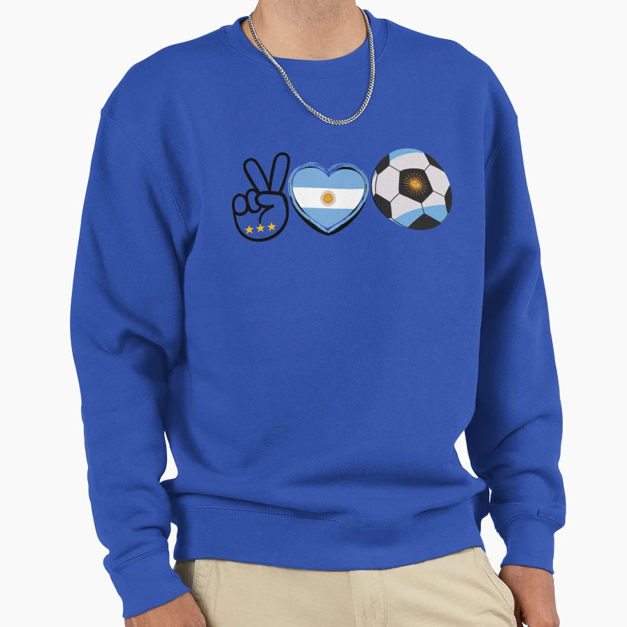 Peace Love Argentina Soccer Sweatshirt - Unique Graphic for Adults - T-Shirt, Sweatshirt, Hoodie