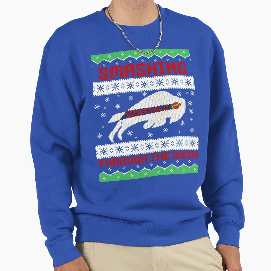 Smashing Through Snow Buffalo Sweatshirt - Casual Everyday Wear Unisex - T-Shirt, Sweatshirt, Hoodie