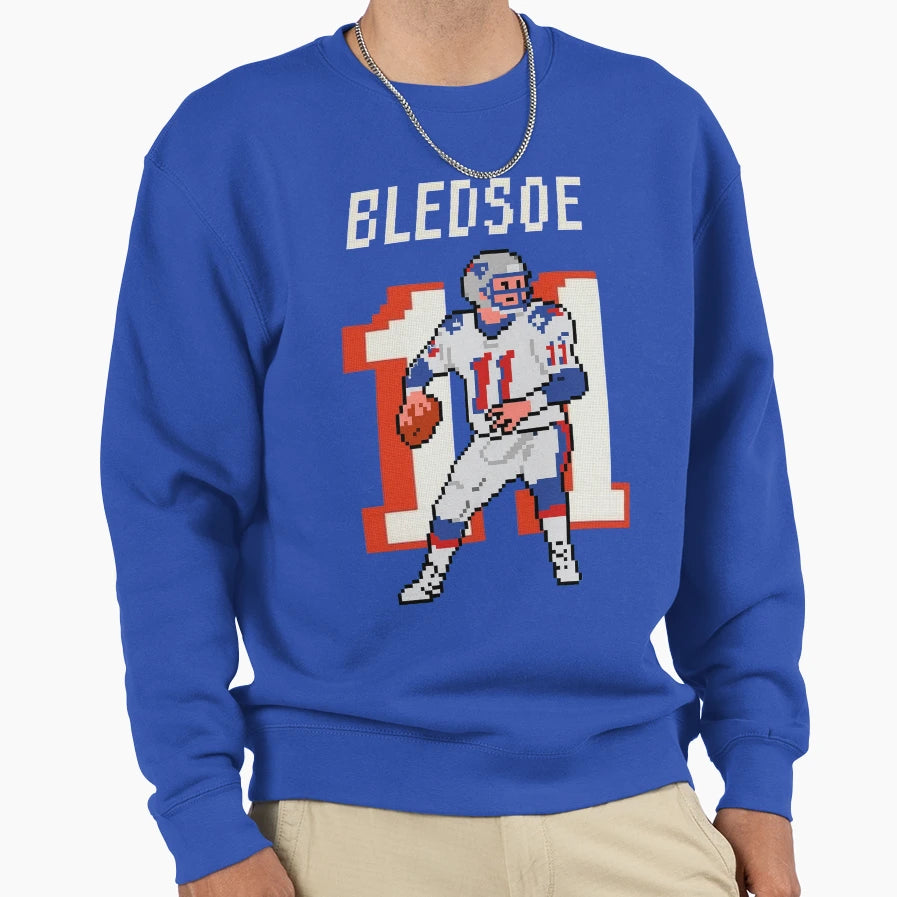 Drew Bledsoe Pixel Art New England Sweatshirt - Minimalist Print Unisex - T-Shirt, Sweatshirt, Hoodie