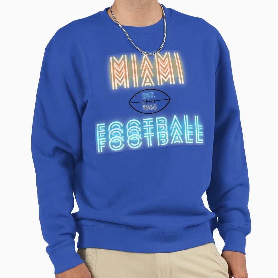 Miami Football Throwback 80S Sweatshirt - Custom Art Print Men Women - T-Shirt, Sweatshirt, Hoodie