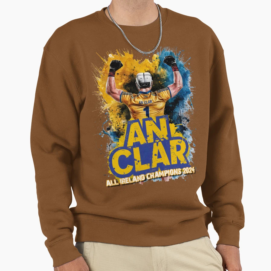 Clare All Ireland Hurling Sweatshirt - Minimalist Print for Adults - T-Shirt, Sweatshirt, Hoodie