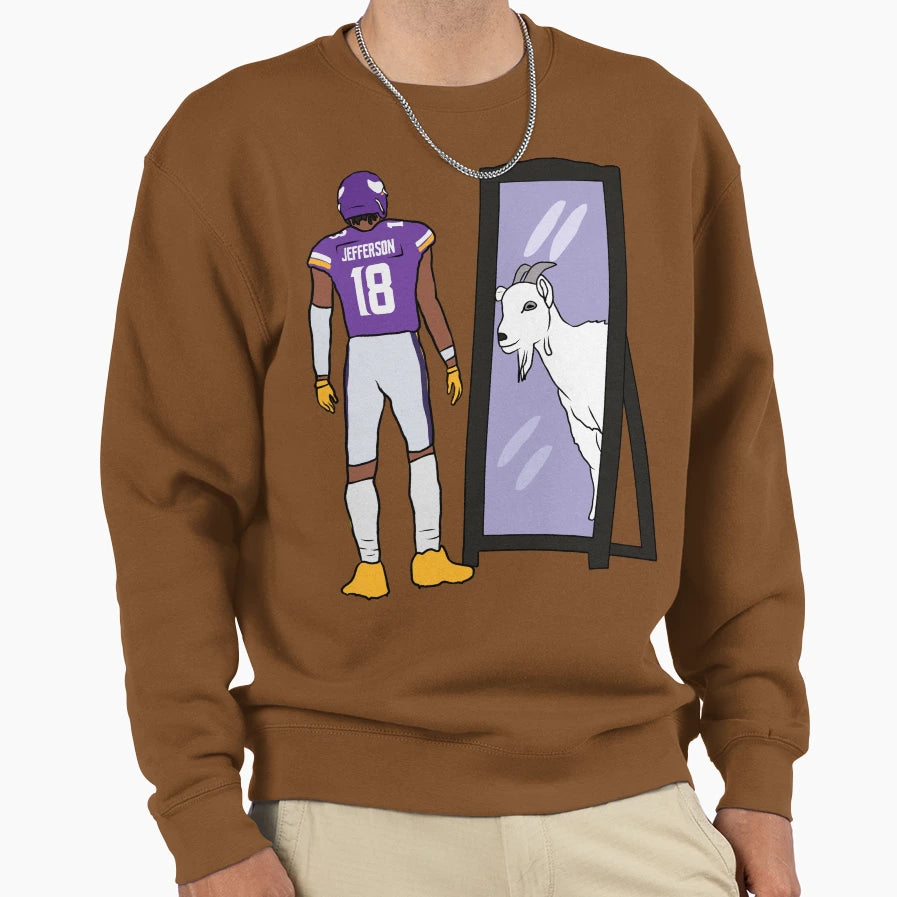 JJ Mirror Goat Sweatshirt - Trendy Graphic for Adults - T-Shirt, Sweatshirt, Hoodie