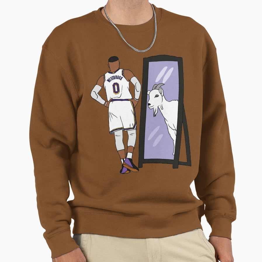 Russell Westbrook Mirror Goat Lakers Sweatshirt - Trendy Graphic for Adults - T-Shirt, Sweatshirt, Hoodie