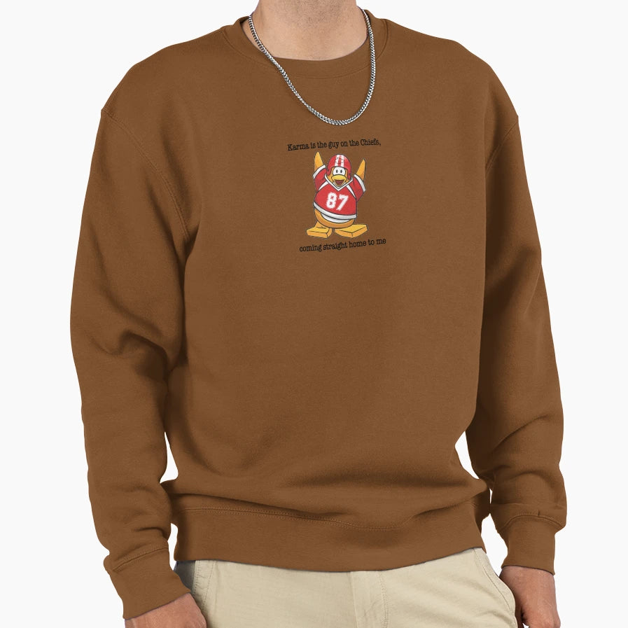 Karma Is Guy Chiefs Club Penguins Sweatshirt - Novelty Apparel for Adults - T-Shirt, Sweatshirt, Hoodie