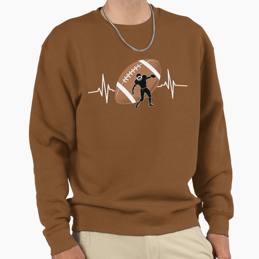 American Footballer Heartbeat Pulse Sweatshirt - Trendy Graphic for Adults - T-Shirt, Sweatshirt, Hoodie