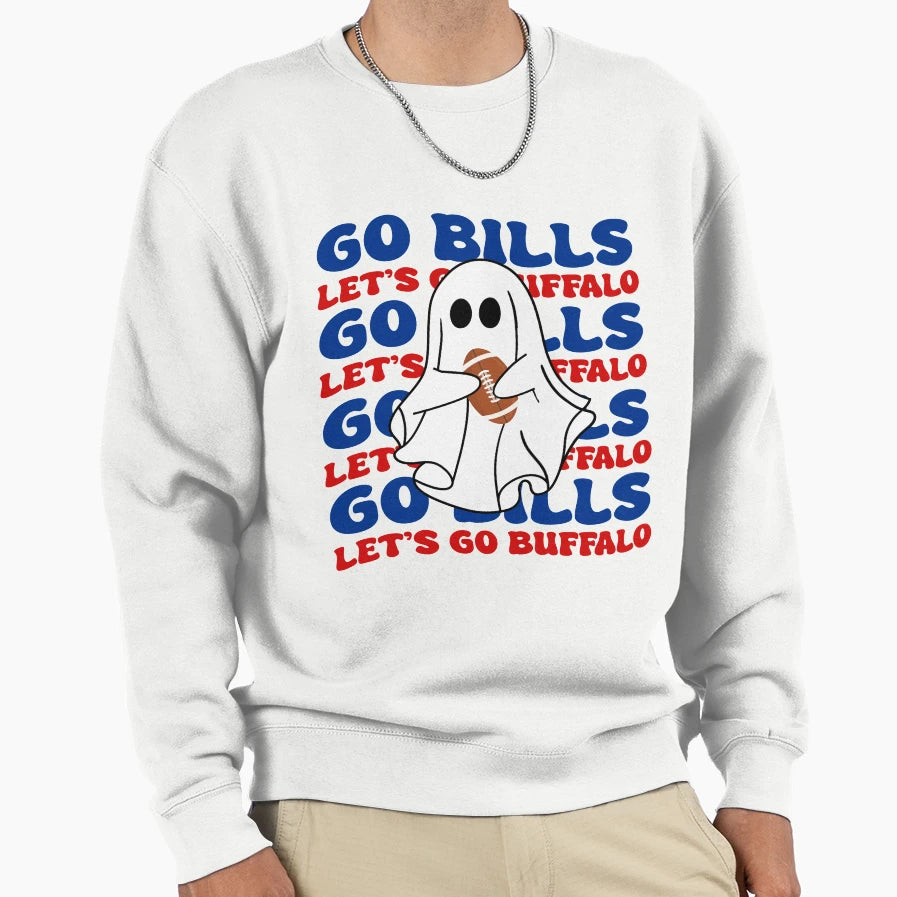 Go Bills Ghost Sweatshirt - Graphic Print Unisex - T-Shirt, Sweatshirt, Hoodie