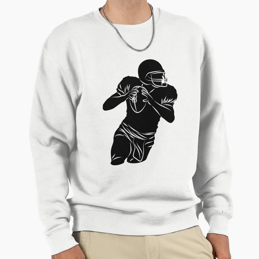 Football Player Hold Football Sweatshirt - Minimalist Print Men Women - T-Shirt, Sweatshirt, Hoodie