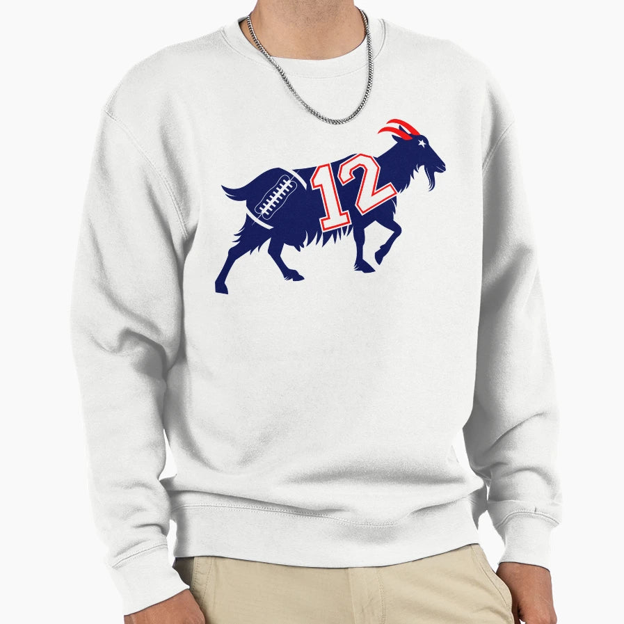 New England Football Goat 12 Sweatshirt - Casual Everyday Wear Unisex - T-Shirt, Sweatshirt, Hoodie