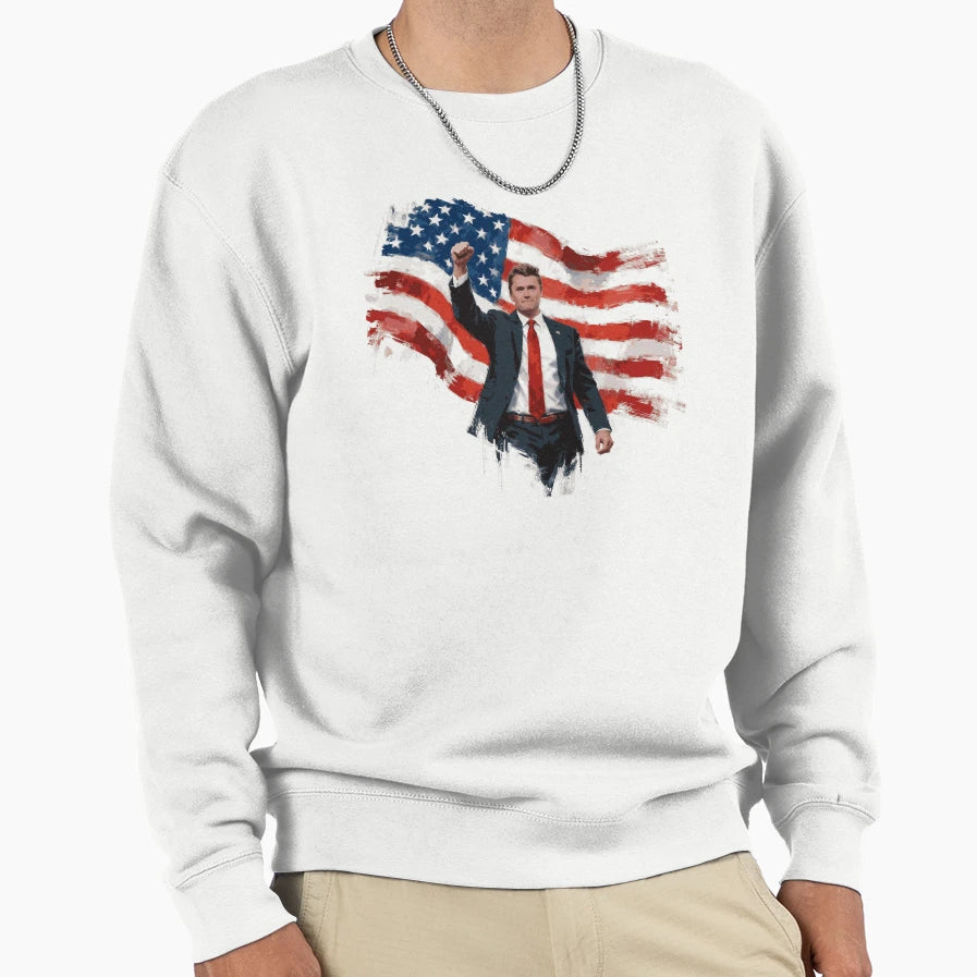 Charlie Kirk American Flag Sweatshirt - Casual Everyday Wear Unisex - T-Shirt, Sweatshirt, Hoodie