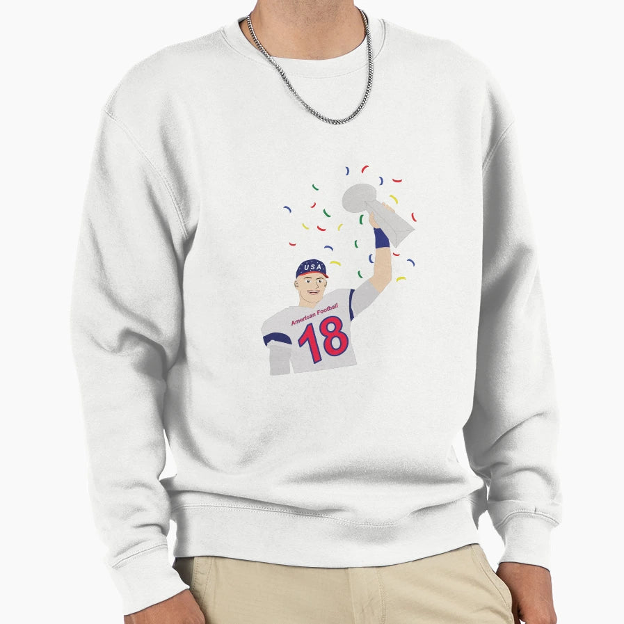 American Football Player Raising Sweatshirt - Custom Art Print Unisex - T-Shirt, Sweatshirt, Hoodie