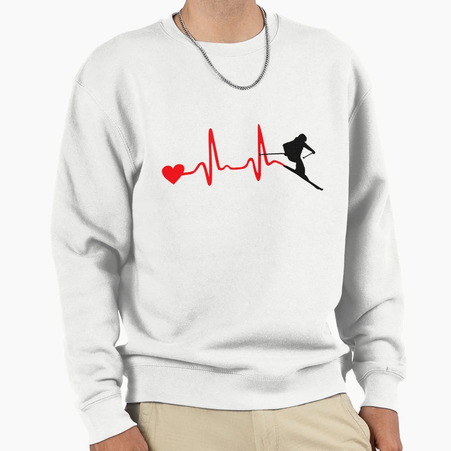 Skiing Heartbeat Sweatshirt - Streetwear Style Men Women - T-Shirt, Sweatshirt, Hoodie