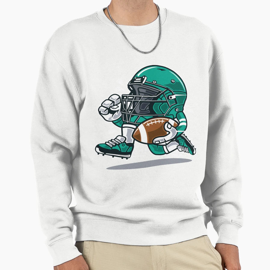 American Football Player Cartoon Sweatshirt - Graphic Print Men Women - T-Shirt, Sweatshirt, Hoodie