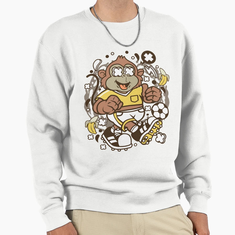 Soccer Monkey Sweatshirt - Fun Novelty Design for Adults - T-Shirt, Sweatshirt, Hoodie