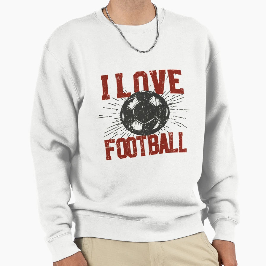I Love Football Sweatshirt - Minimalist Print for Adults - T-Shirt, Sweatshirt, Hoodie