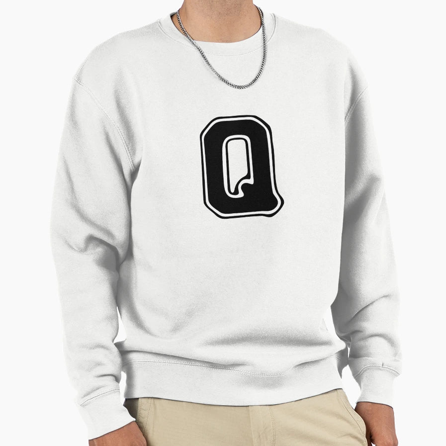 Bold Grooveline Letter Q Varsity Sweatshirt - Aesthetic Graphic Men Women - T-Shirt, Sweatshirt, Hoodie