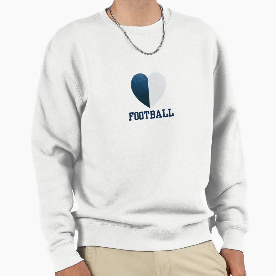 Football Blue White Painted Heart Sweatshirt - Minimalist Print Men Women - T-Shirt, Sweatshirt, Hoodie