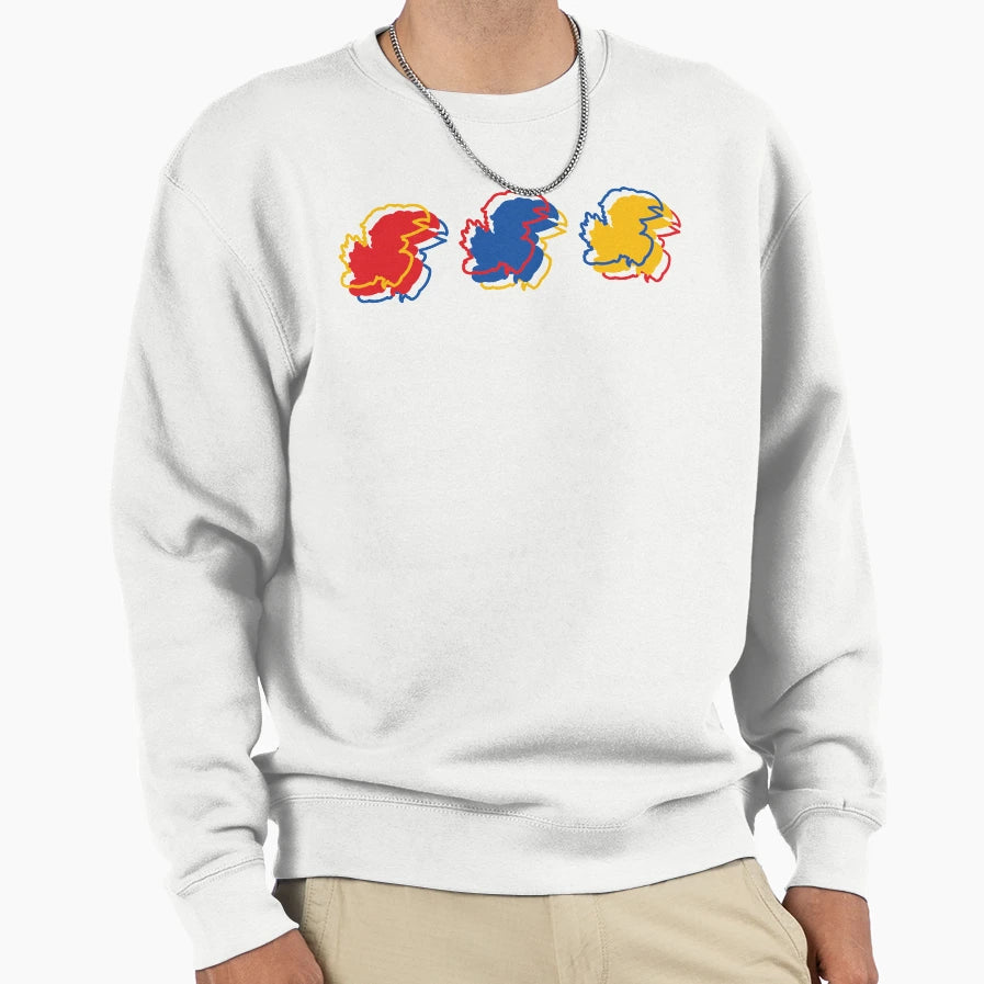 Ku Jayhawks Pattern White Sweatshirt - Novelty Apparel Unisex - T-Shirt, Sweatshirt, Hoodie