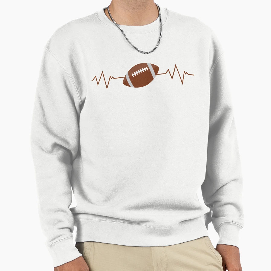 Heartbeat Football American Sweatshirt - Minimalist Print for Adults - T-Shirt, Sweatshirt, Hoodie