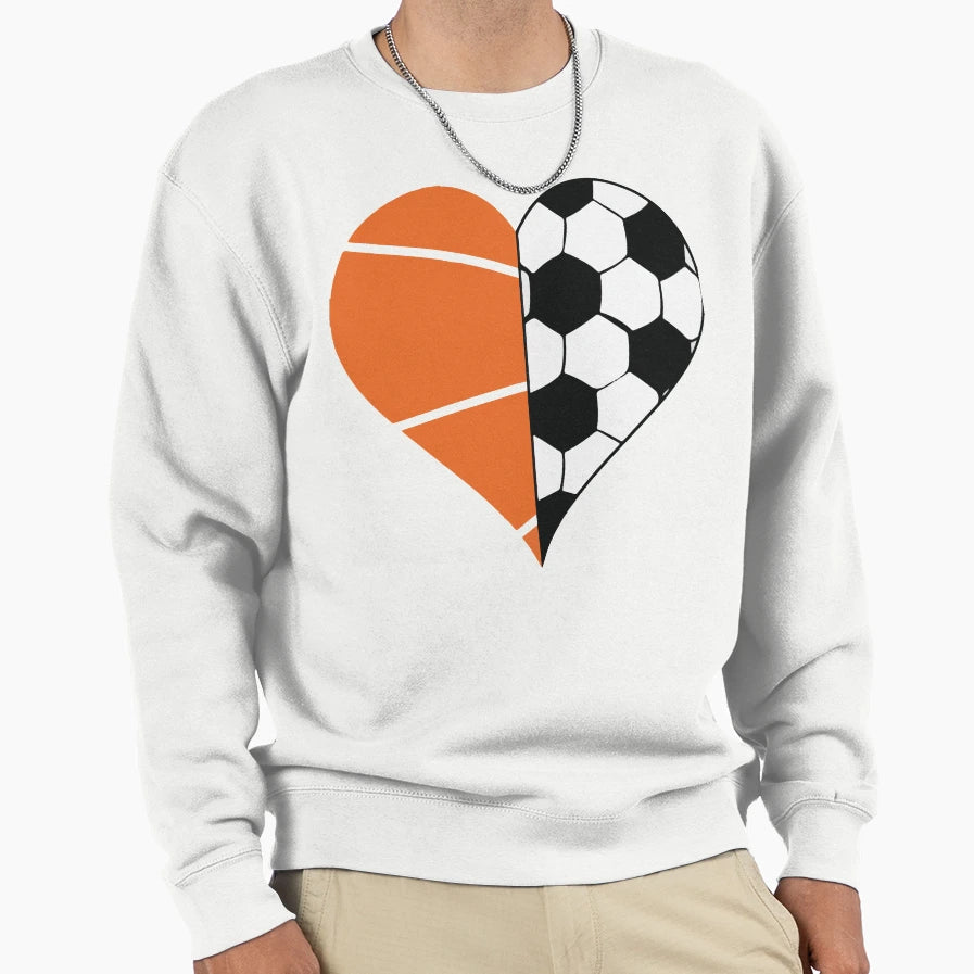 Soccer Basketball Ball Heart Sweatshirt - Unique Graphic for Adults - T-Shirt, Sweatshirt, Hoodie