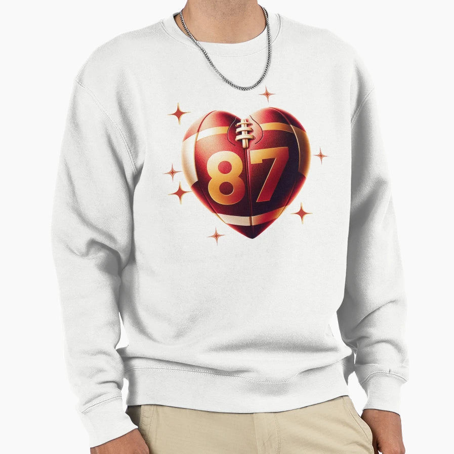 Heart Shaped Football 87 Sweatshirt - Minimalist Print for Adults - T-Shirt, Sweatshirt, Hoodie