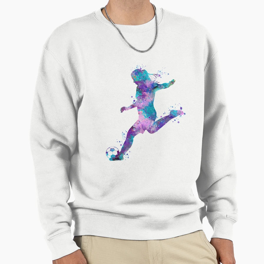 Dynamic Watercolor Soccer Player Art Sweatshirt - Custom Art Print Unisex - T-Shirt, Sweatshirt, Hoodie