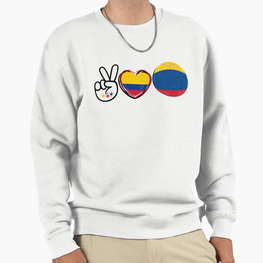 Copy Peace Love Colombia Soccer Sweatshirt - Streetwear Style for Adults - T-Shirt, Sweatshirt, Hoodie