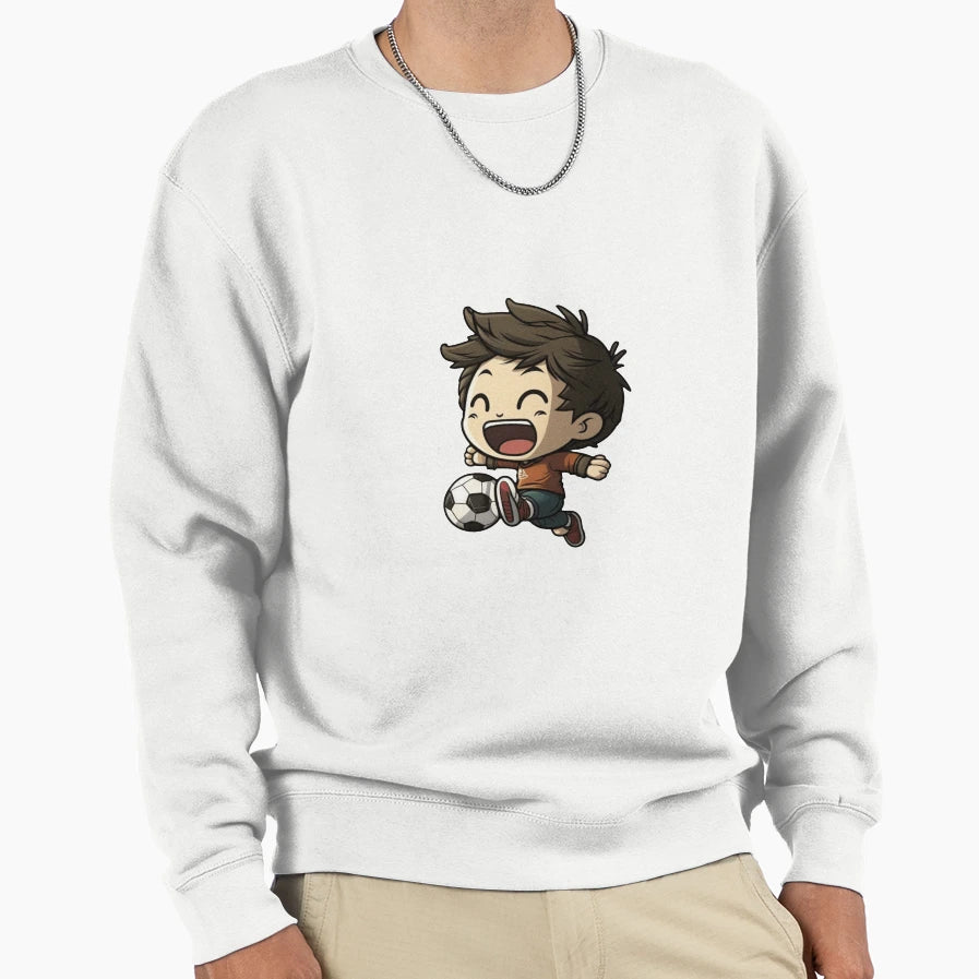 Youngster Playing Football Sweatshirt - Aesthetic Graphic for Adults - T-Shirt, Sweatshirt, Hoodie
