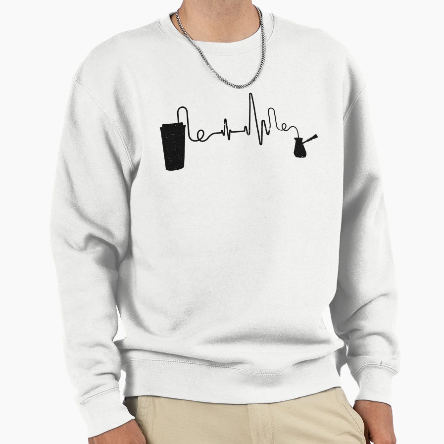 Coffee Heartbeat Coffee Cup Caffeine Sweatshirt - Trendy Graphic Men Women - T-Shirt, Sweatshirt, Hoodie