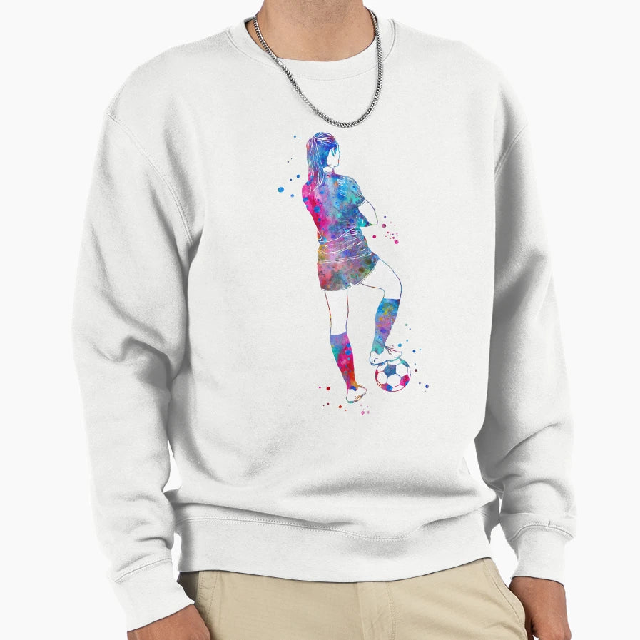 Female Soccer Player Sweatshirt - Trendy Graphic Unisex - T-Shirt, Sweatshirt, Hoodie