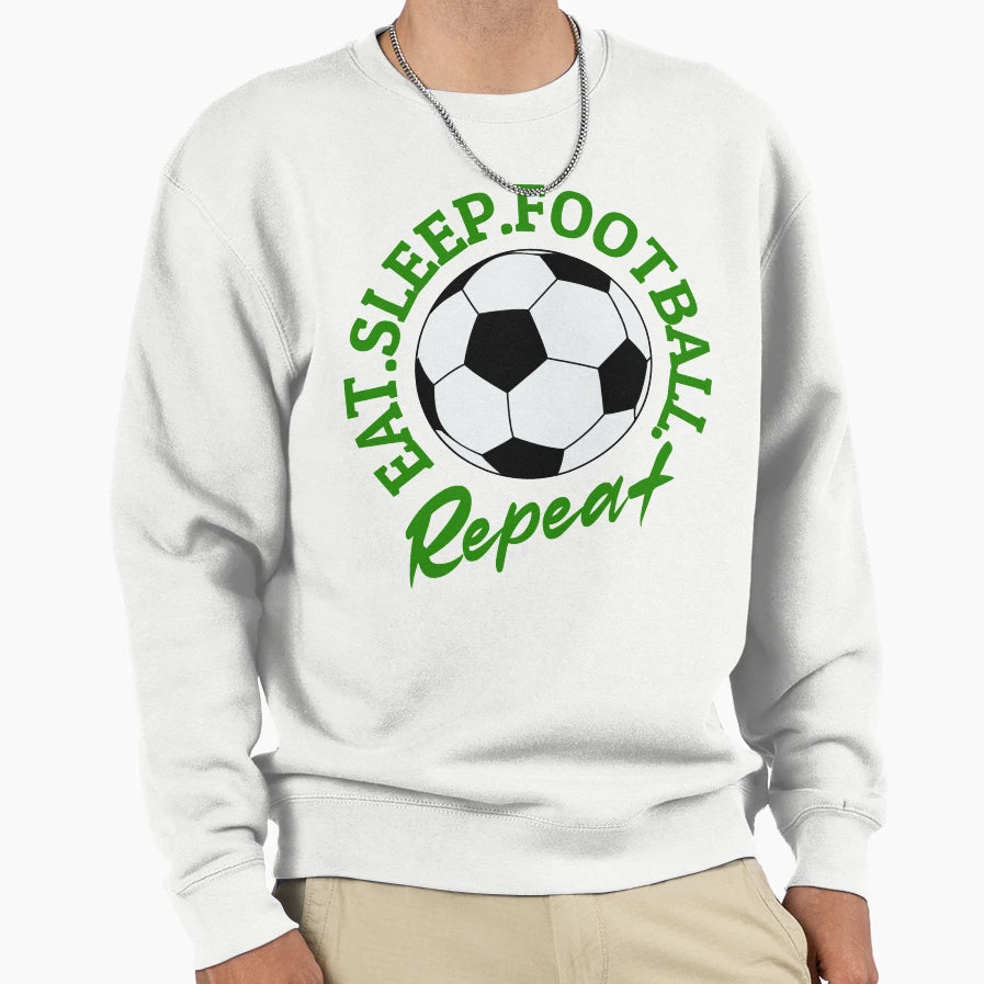Eat Sleep Football Repeat Sweatshirt - Minimalist Print for Adults - T-Shirt, Sweatshirt, Hoodie