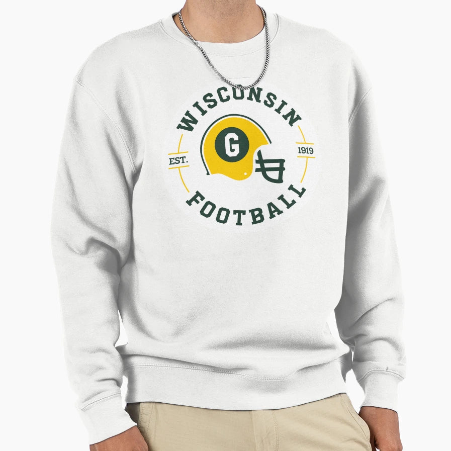 Wisconsin Football Badge Sweatshirt - Aesthetic Graphic for Adults - T-Shirt, Sweatshirt, Hoodie