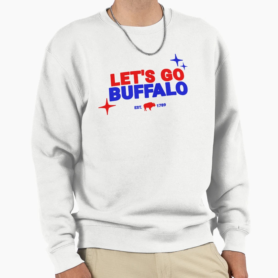 Lets Go Buffalo Football Colors Sweatshirt - Custom Art Print Men Women - T-Shirt, Sweatshirt, Hoodie