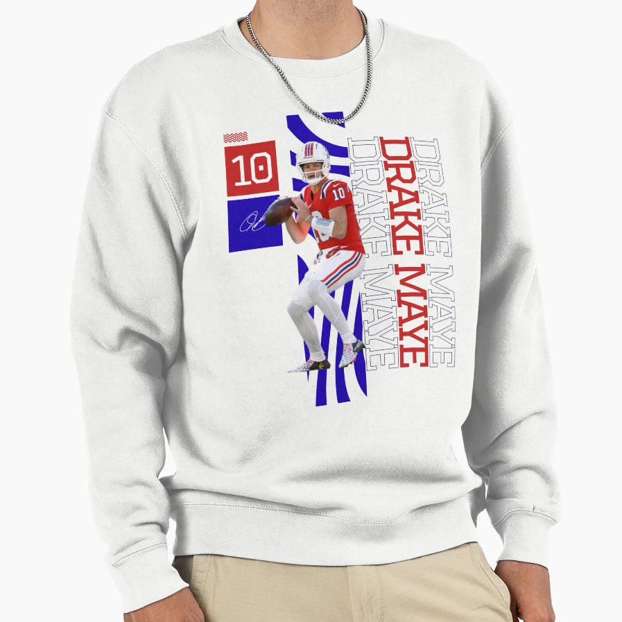 Drake Maye Quarterback Sweatshirt - Trendy Graphic Men Women - T-Shirt, Sweatshirt, Hoodie