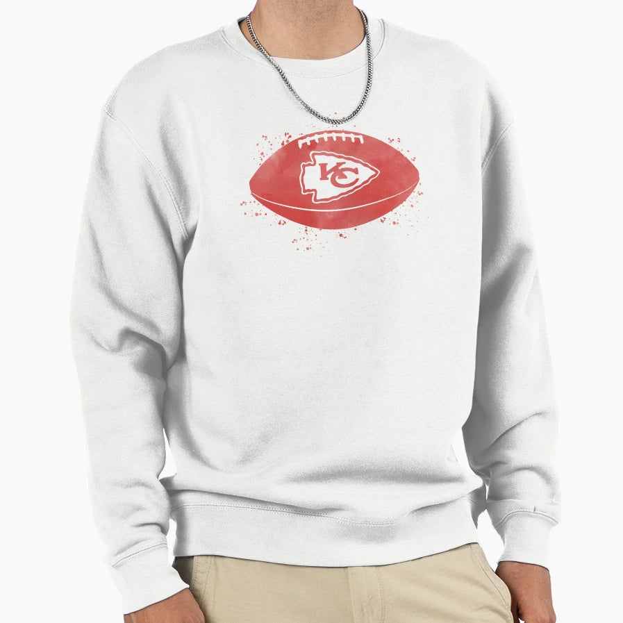 Chiefs Watercolor Football Sweatshirt - Minimalist Print Unisex - T-Shirt, Sweatshirt, Hoodie