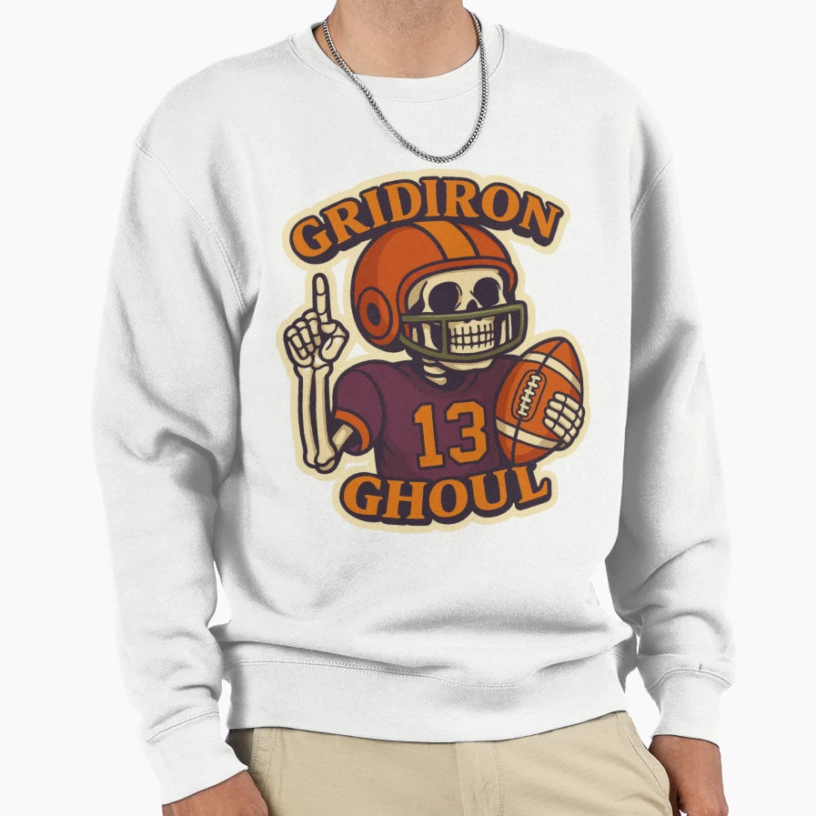 Gridiron Ghoul Spooky Football Sweatshirt - Streetwear Style Men Women - T-Shirt, Sweatshirt, Hoodie